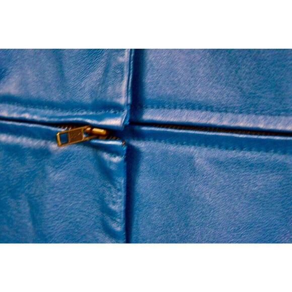 Retro Newport News 80s/90s Women LG Blue 2Way Convertible Cropped Leather Jacket - Picture 2 of 5